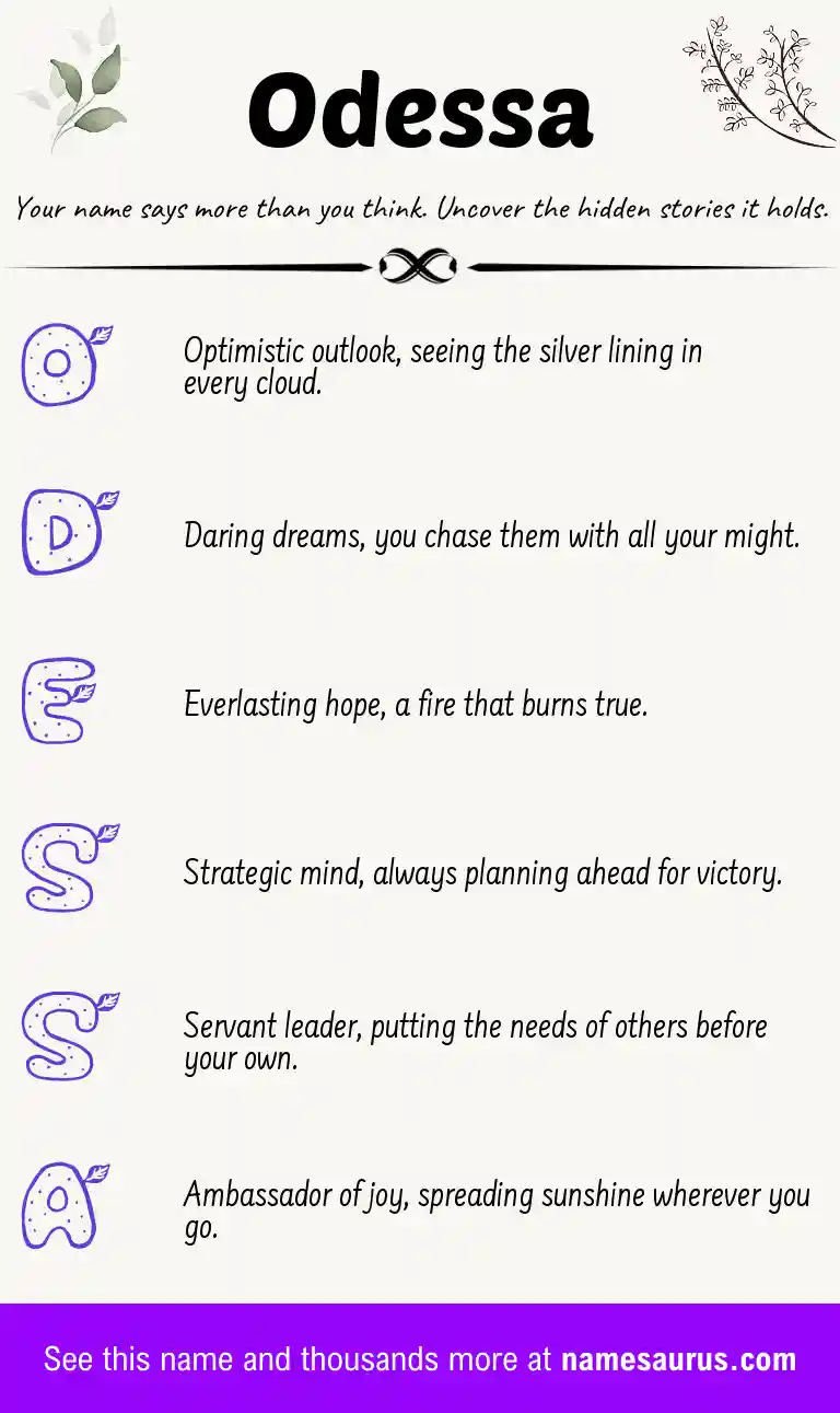 Acrostic poem about Odessa.