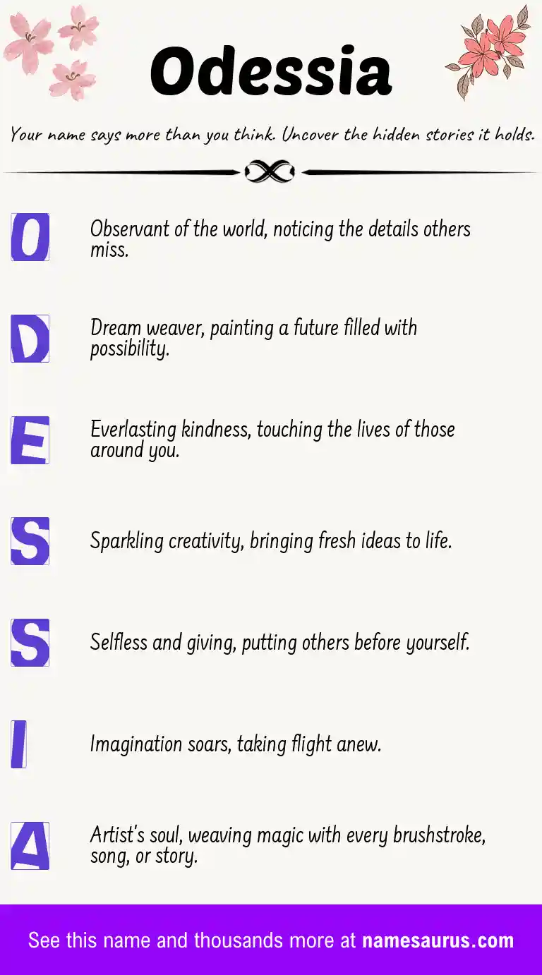 Acrostic poem about Odessia.