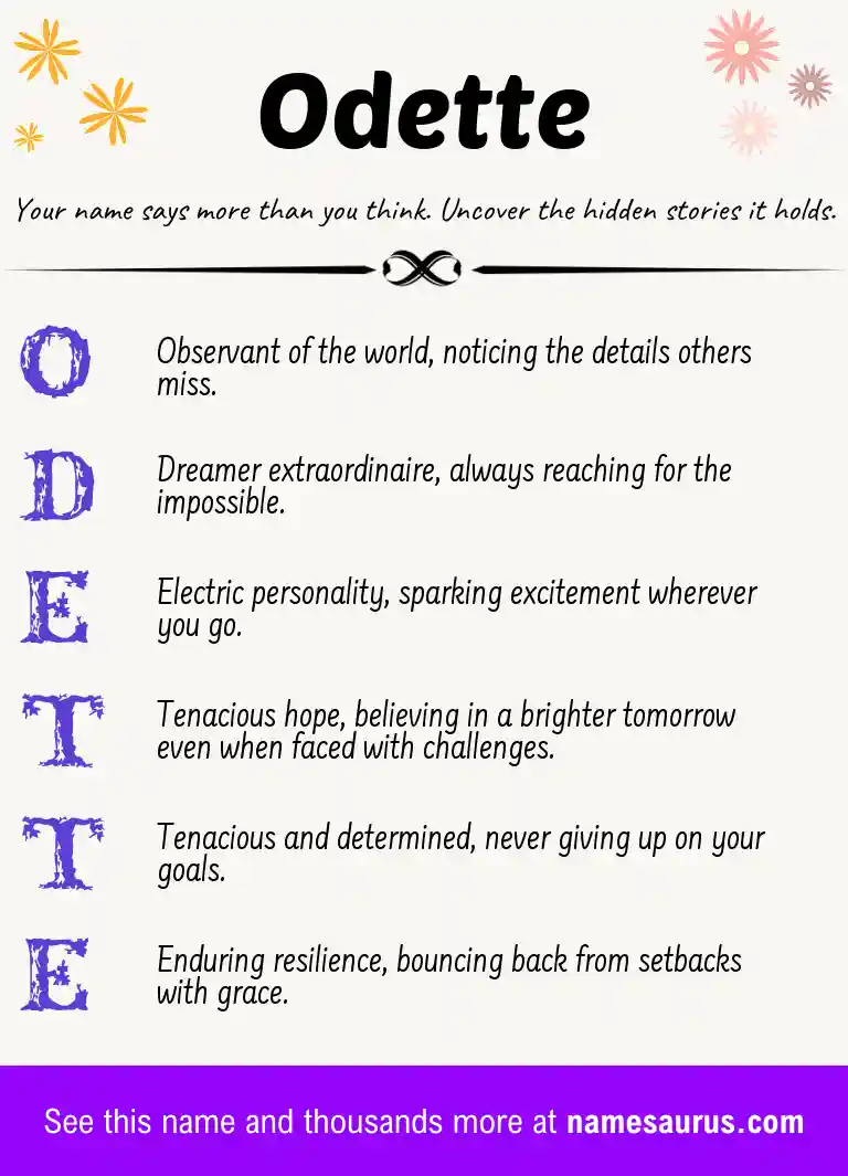 Acrostic poem about Odette.