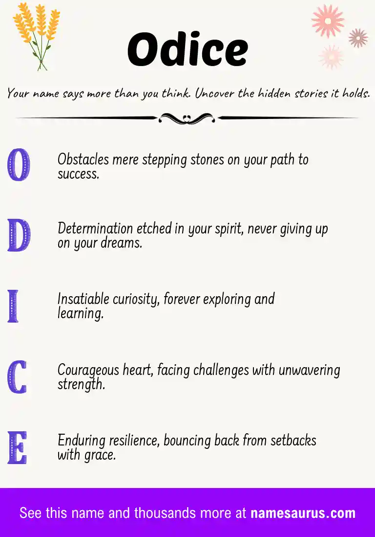 Acrostic poem about Odice.