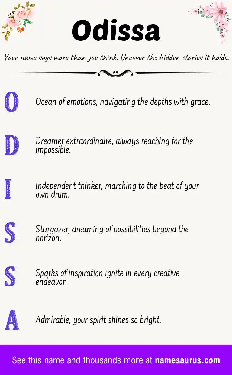 Acrostic poem about Odissa.