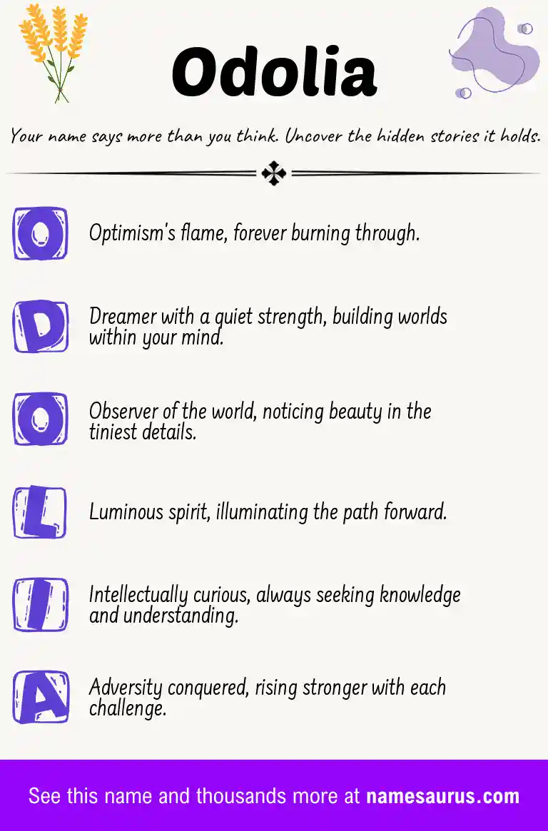 Acrostic poem about Odolia.