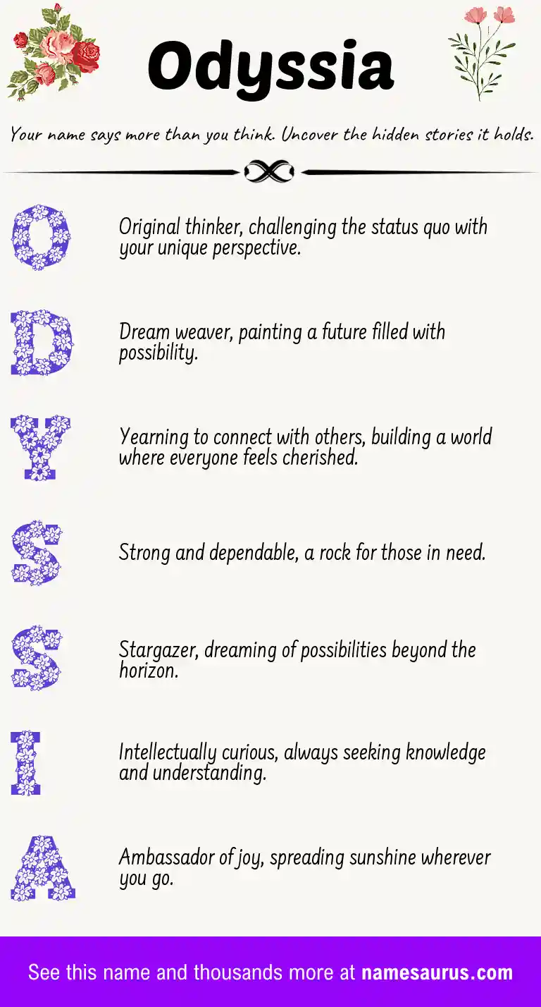 Acrostic poem about Odyssia.