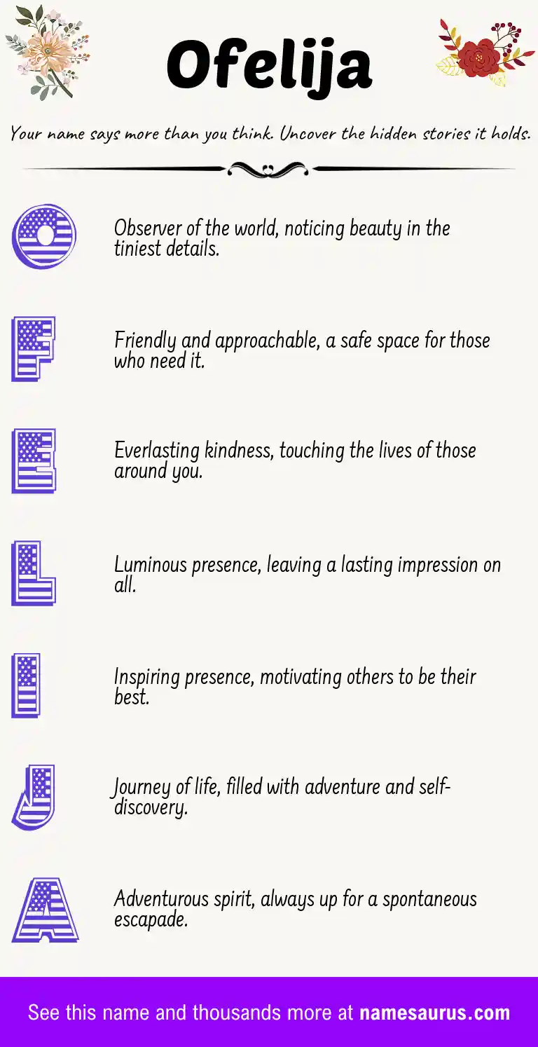 Acrostic poem about Ofelija.