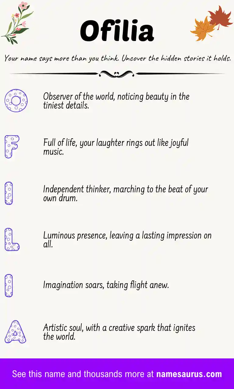Acrostic poem about Ofilia.