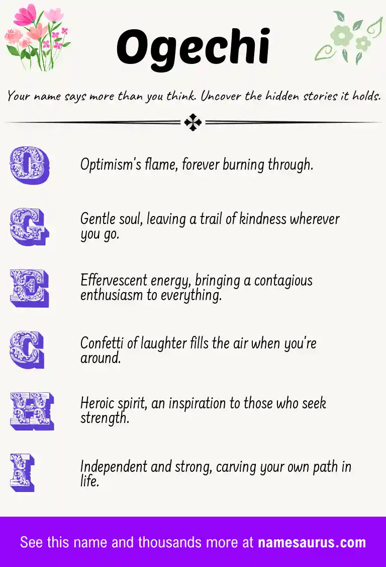 Acrostic poem about Ogechi.