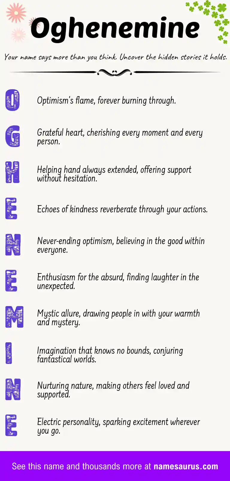 Acrostic poem about Oghenemine.