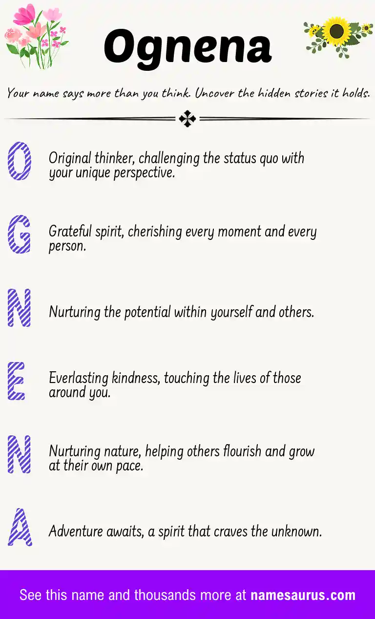 Acrostic poem about Ognena.