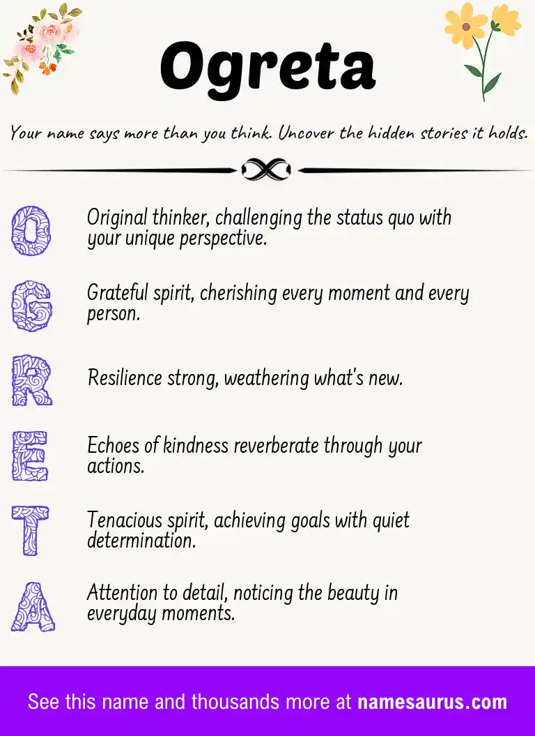 Acrostic poem about Ogreta.