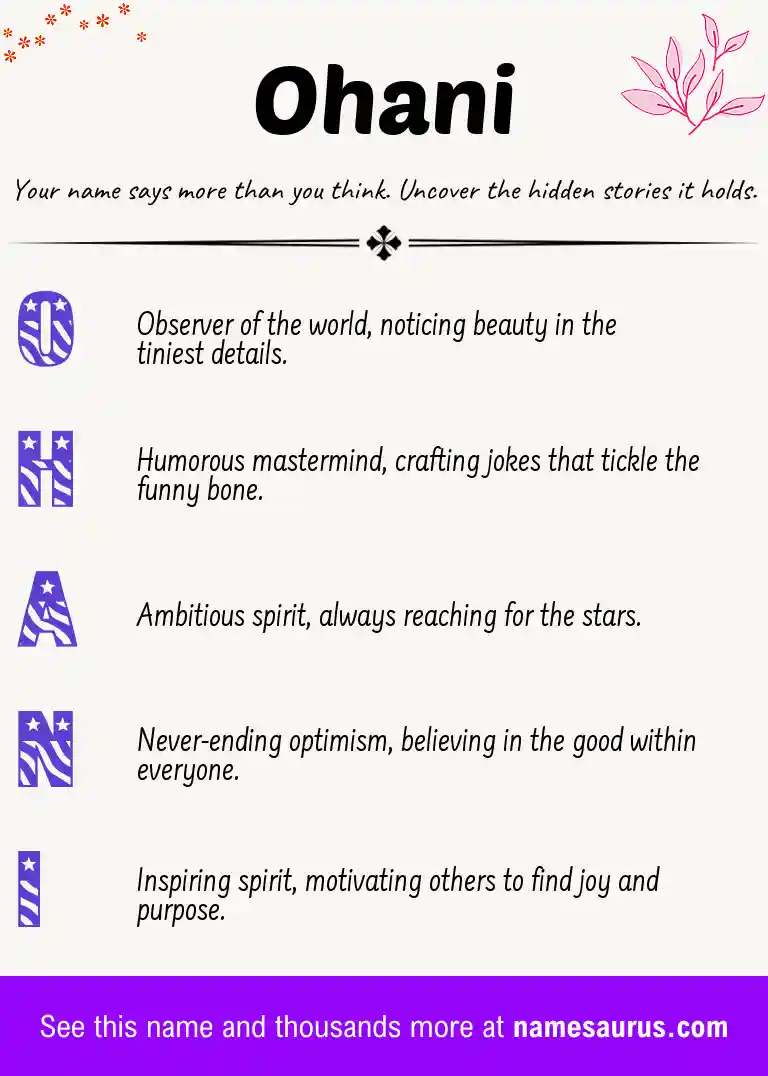 Acrostic poem about Ohani.