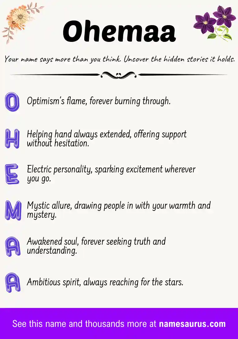 Acrostic poem about Ohemaa.