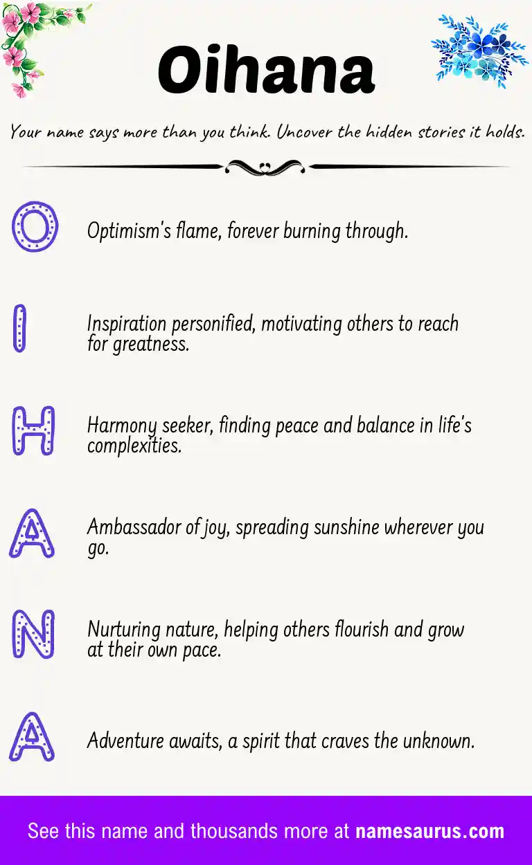 Acrostic poem about Oihana.