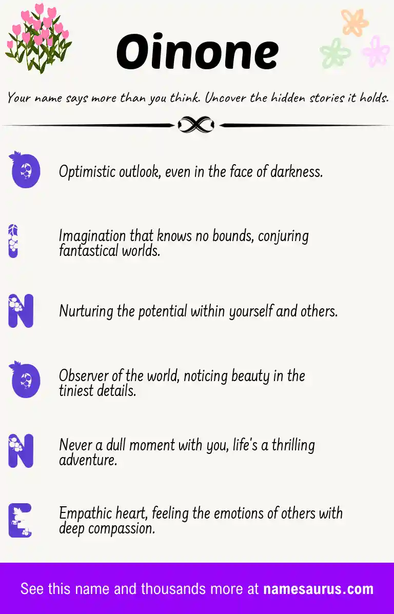Acrostic poem about Oinone.
