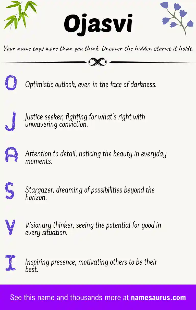Acrostic poem about Ojasvi.