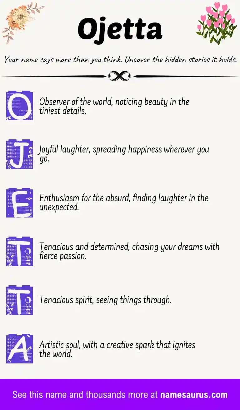 Acrostic poem about Ojetta.