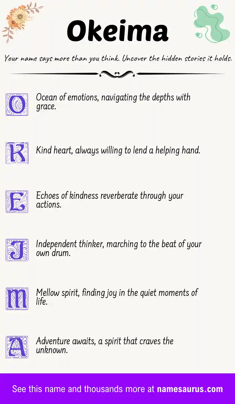 Acrostic poem about Okeima.