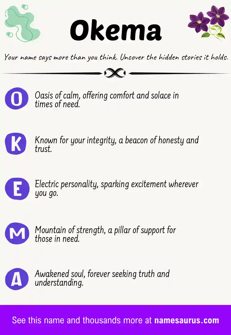 Acrostic poem about Okema.