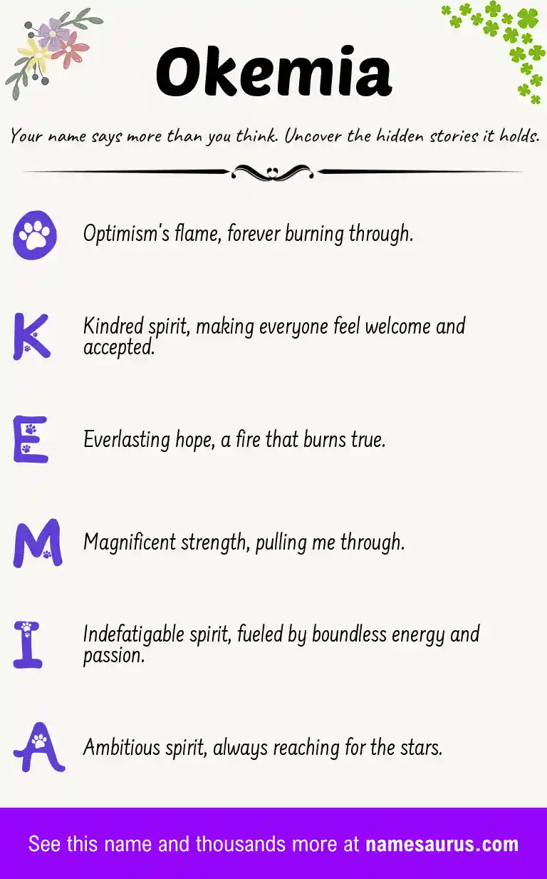 Acrostic poem about Okemia.