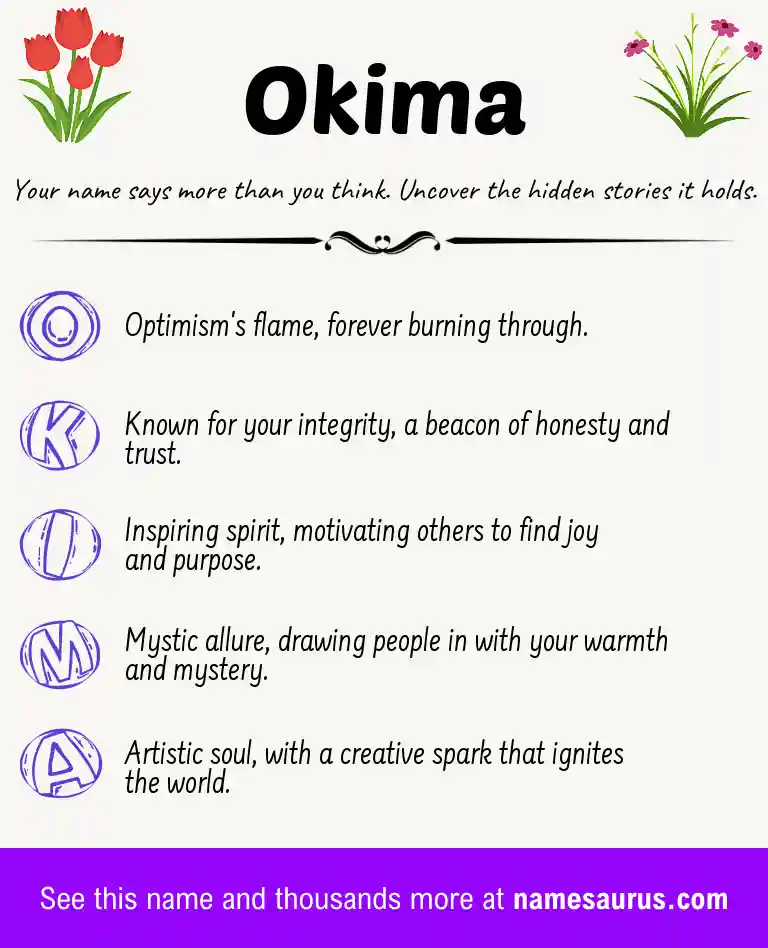 Acrostic poem about Okima.