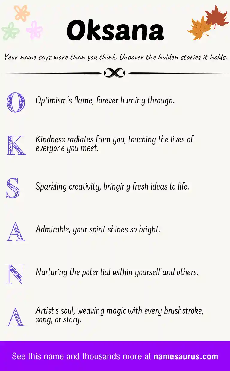Acrostic poem about Oksana.