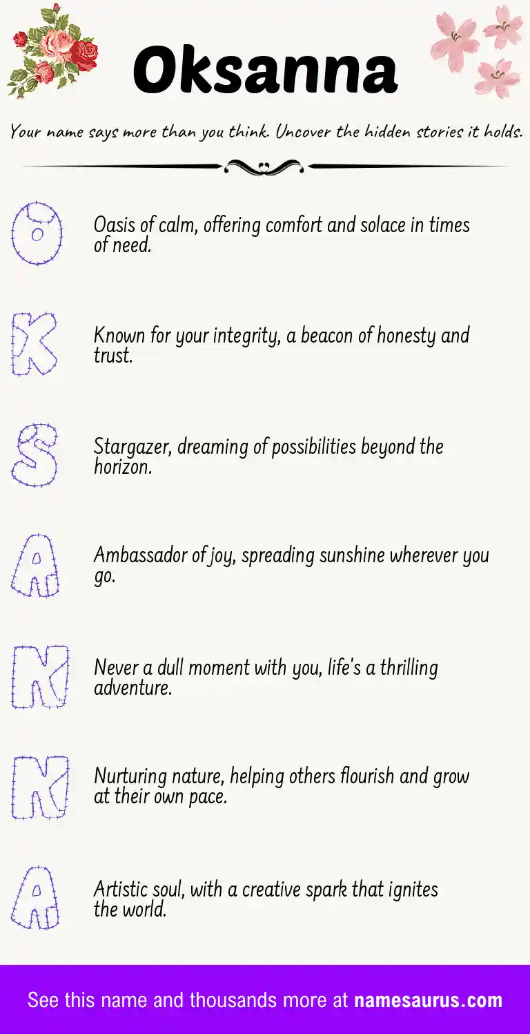 Acrostic poem about Oksanna.