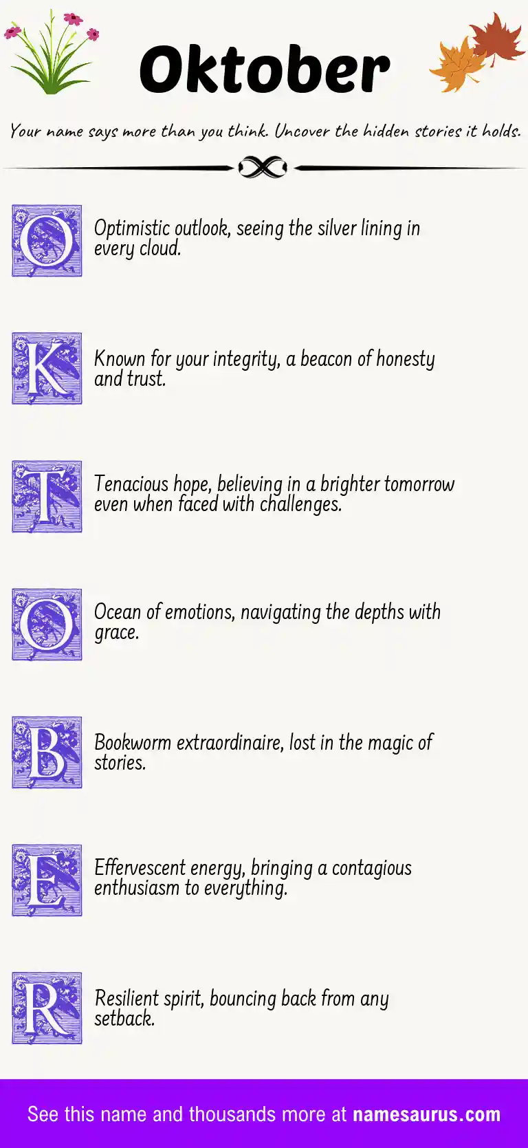Acrostic poem about Oktober.