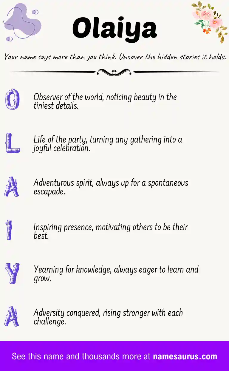 Acrostic poem about Olaiya.