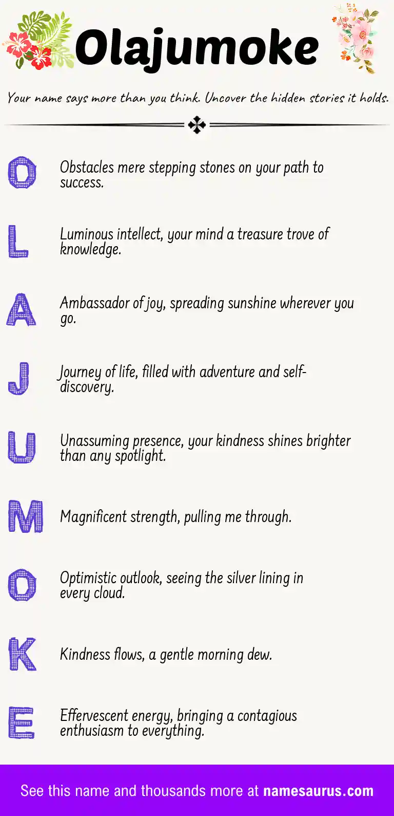 Acrostic poem about Olajumoke.