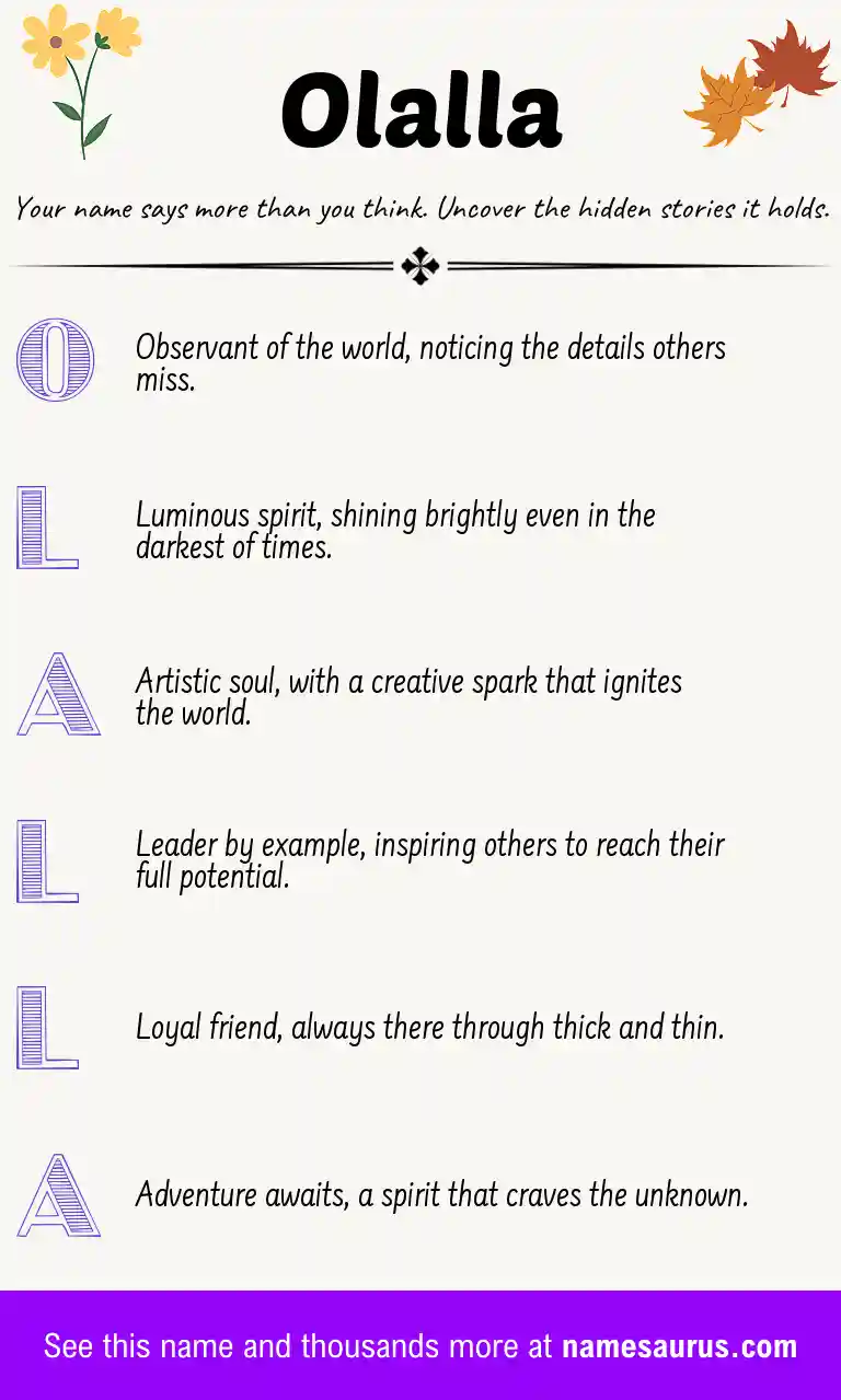 Acrostic poem about Olalla.