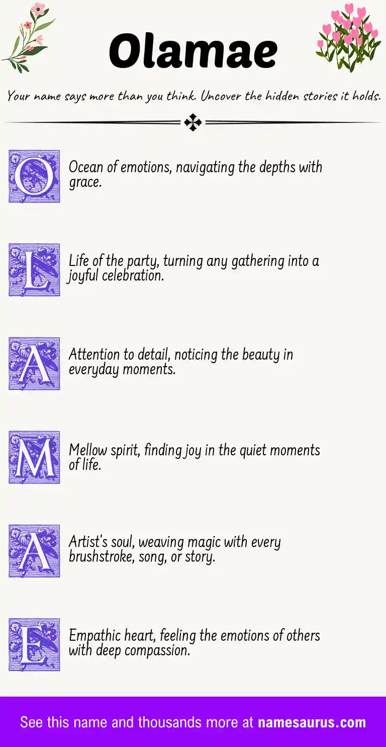 Acrostic poem about Olamae.