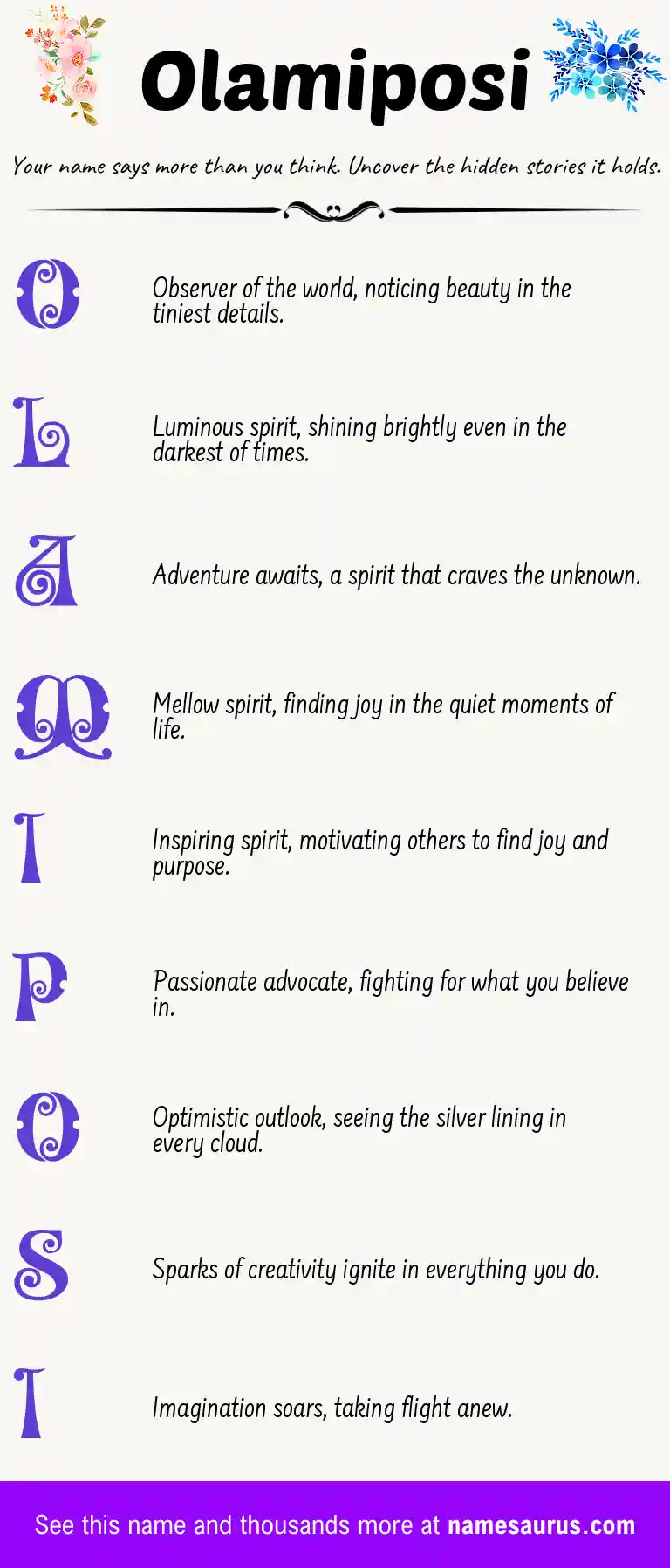 Acrostic poem about Olamiposi.