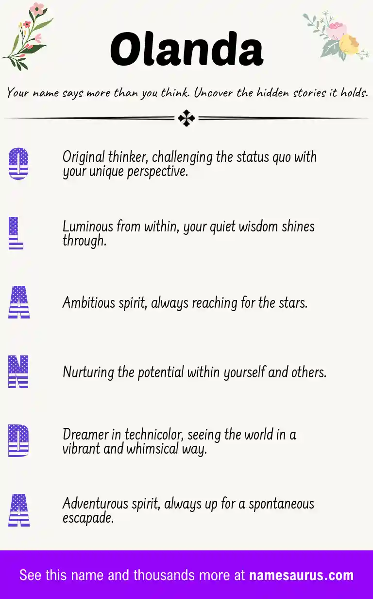 Acrostic poem about Olanda.