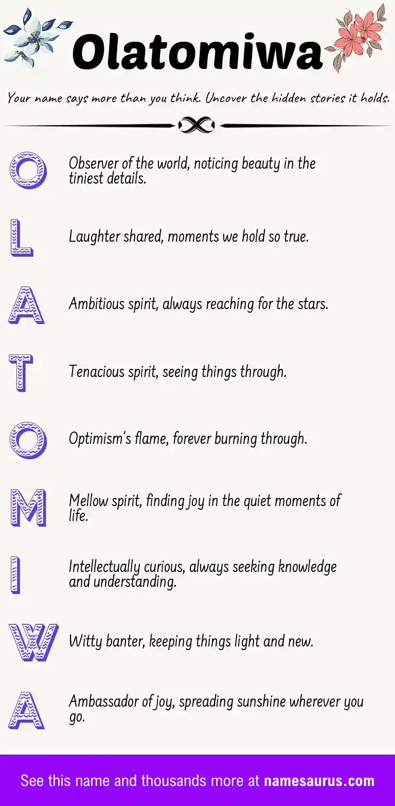Acrostic poem about Olatomiwa.