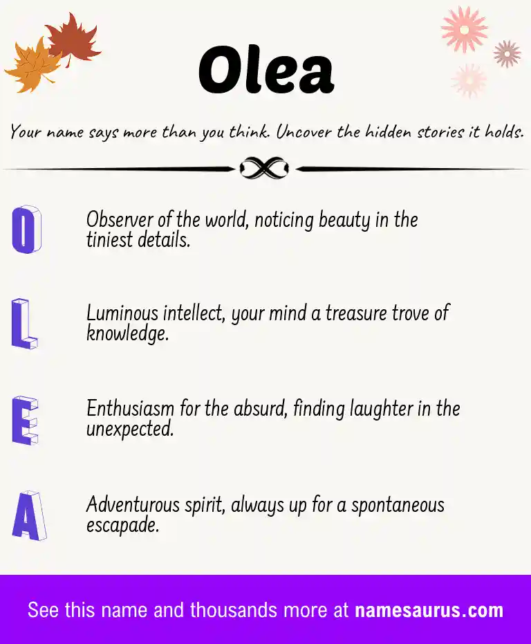 Acrostic poem about Olea.