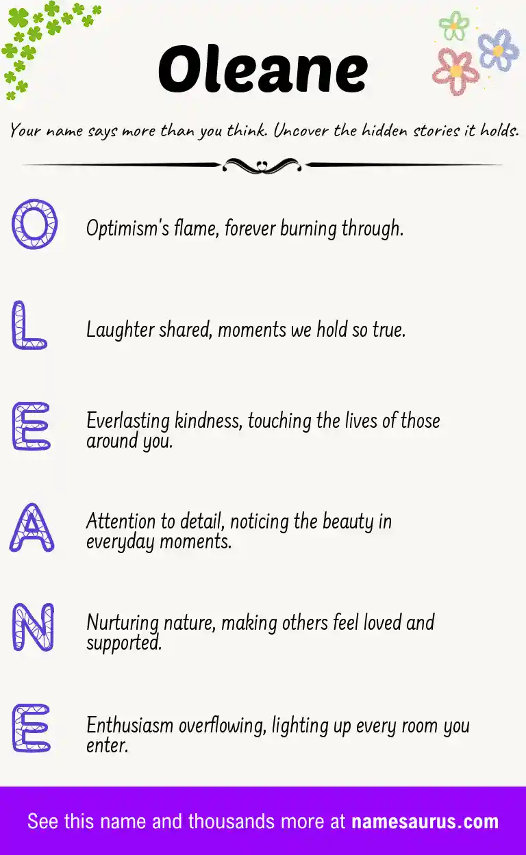 Acrostic poem about Oleane.