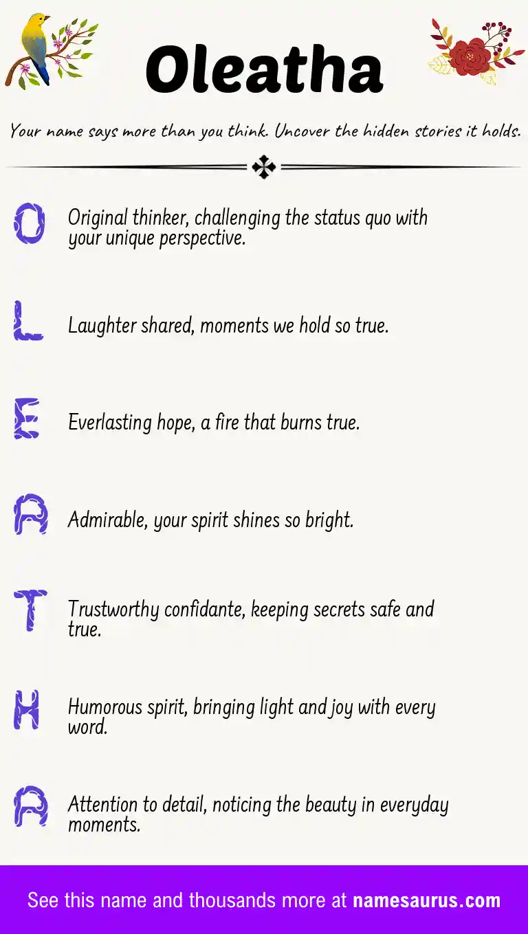 Acrostic poem about Oleatha.
