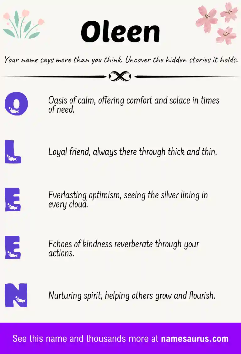 Acrostic poem about Oleen.