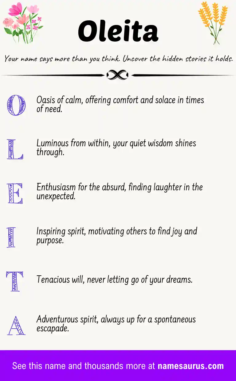 Acrostic poem about Oleita.