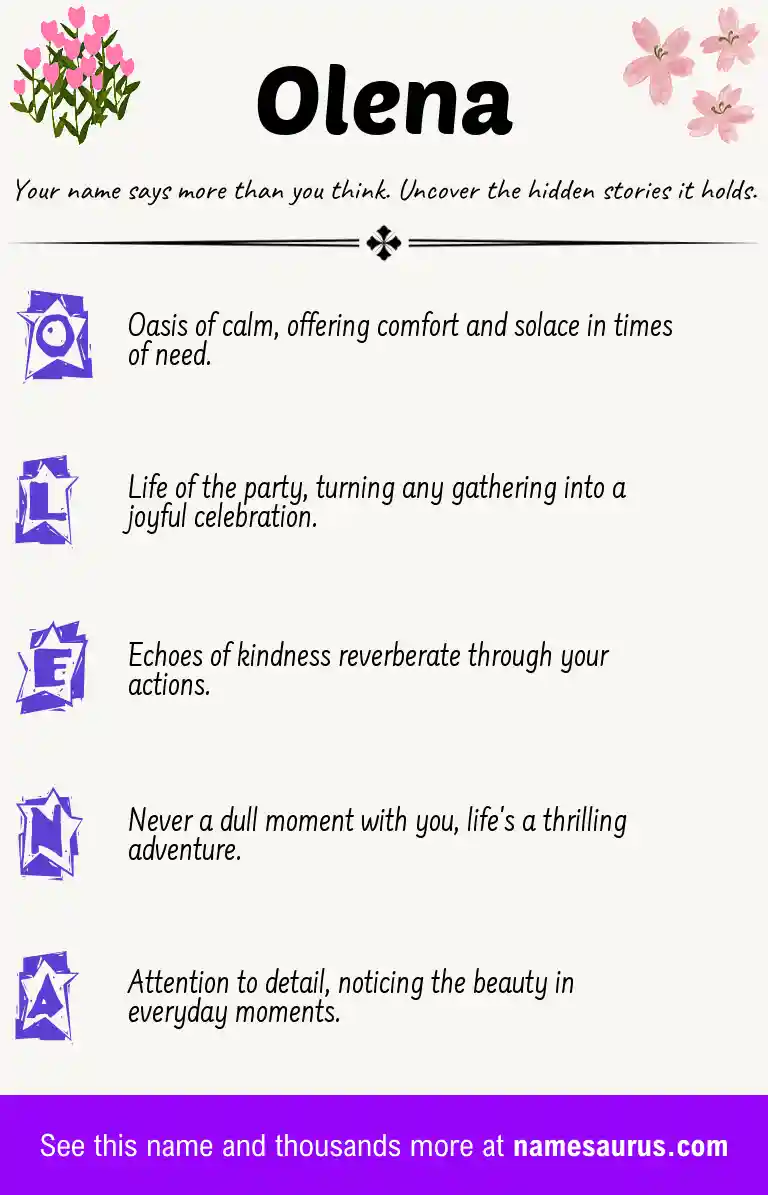 Acrostic poem about Olena.