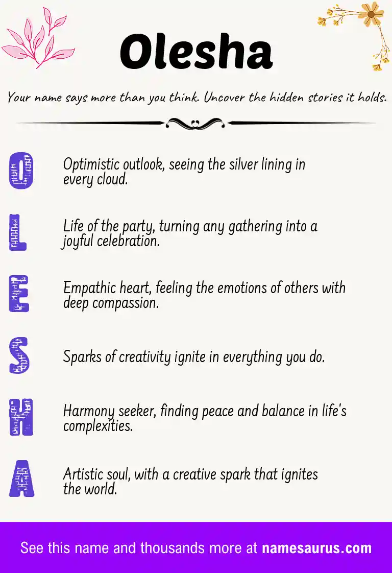 Acrostic poem about Olesha.