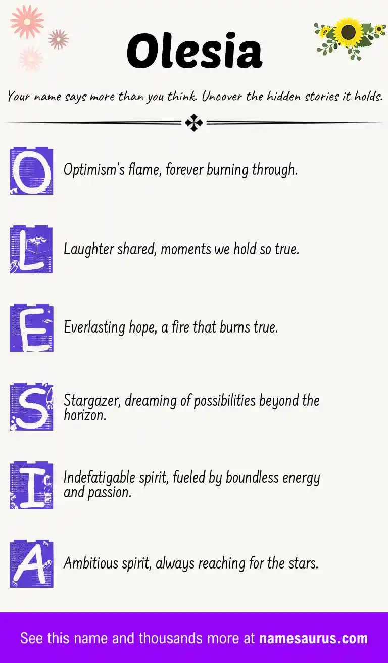 Acrostic poem about Olesia.