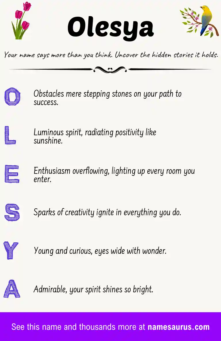 Acrostic poem about Olesya.