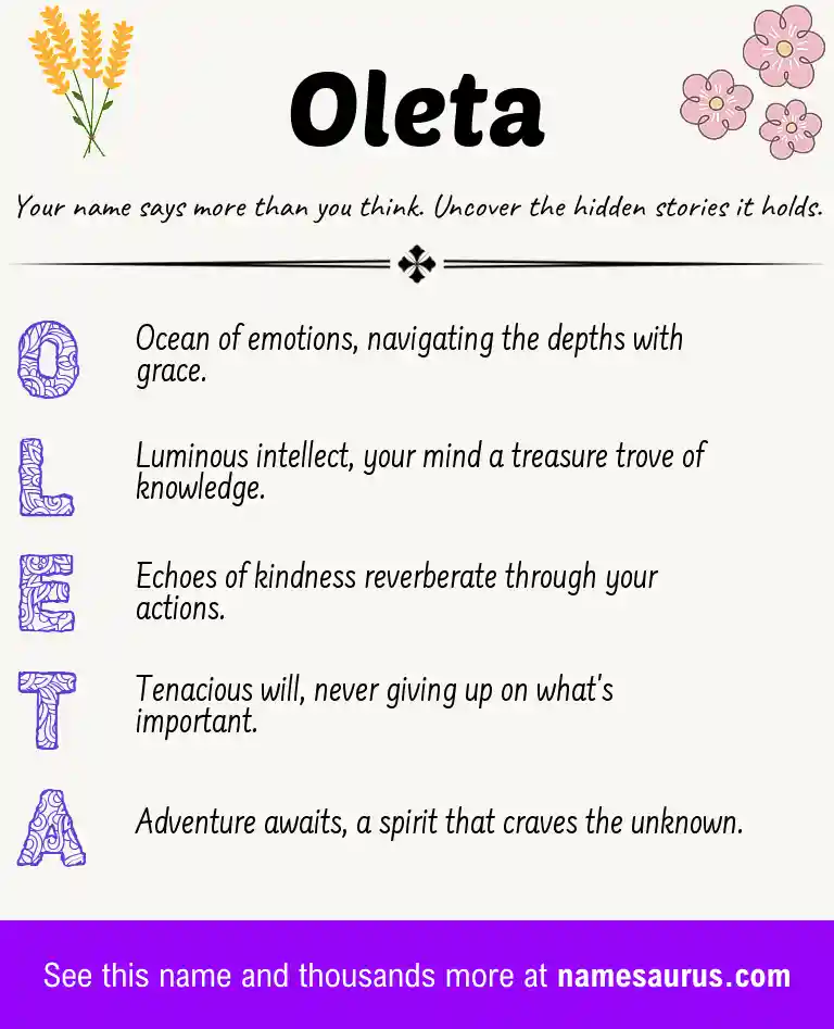 Acrostic poem about Oleta.