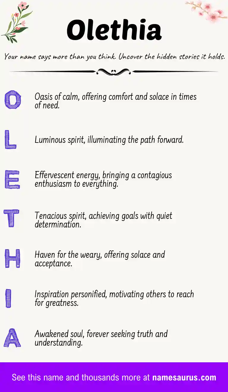 Acrostic poem about Olethia.