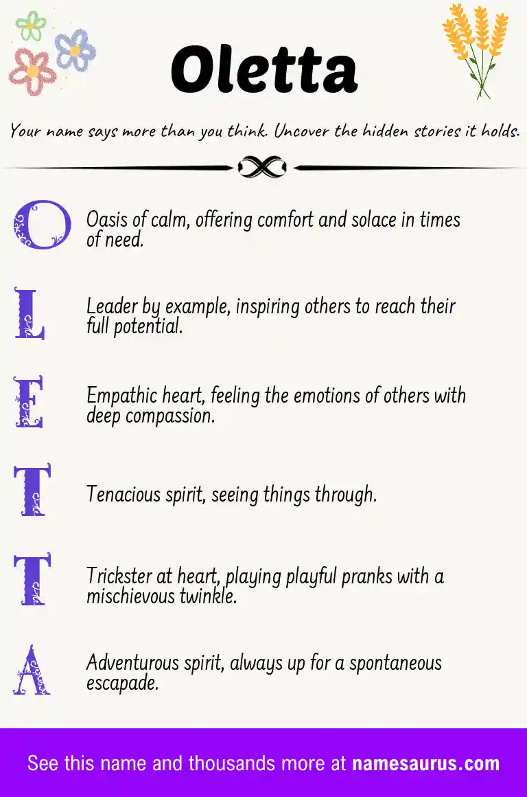 Acrostic poem about Oletta.