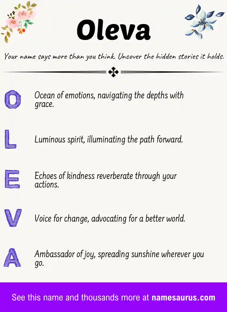 Acrostic poem about Oleva.