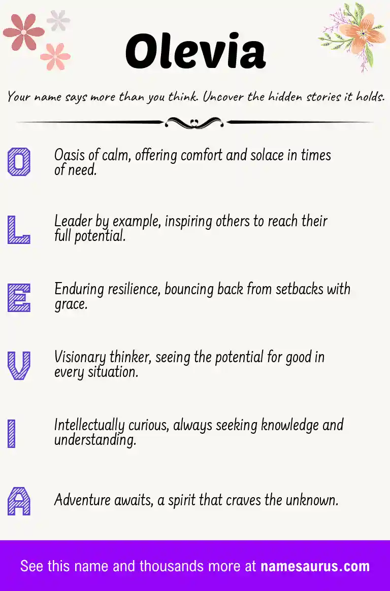 Acrostic poem about Olevia.
