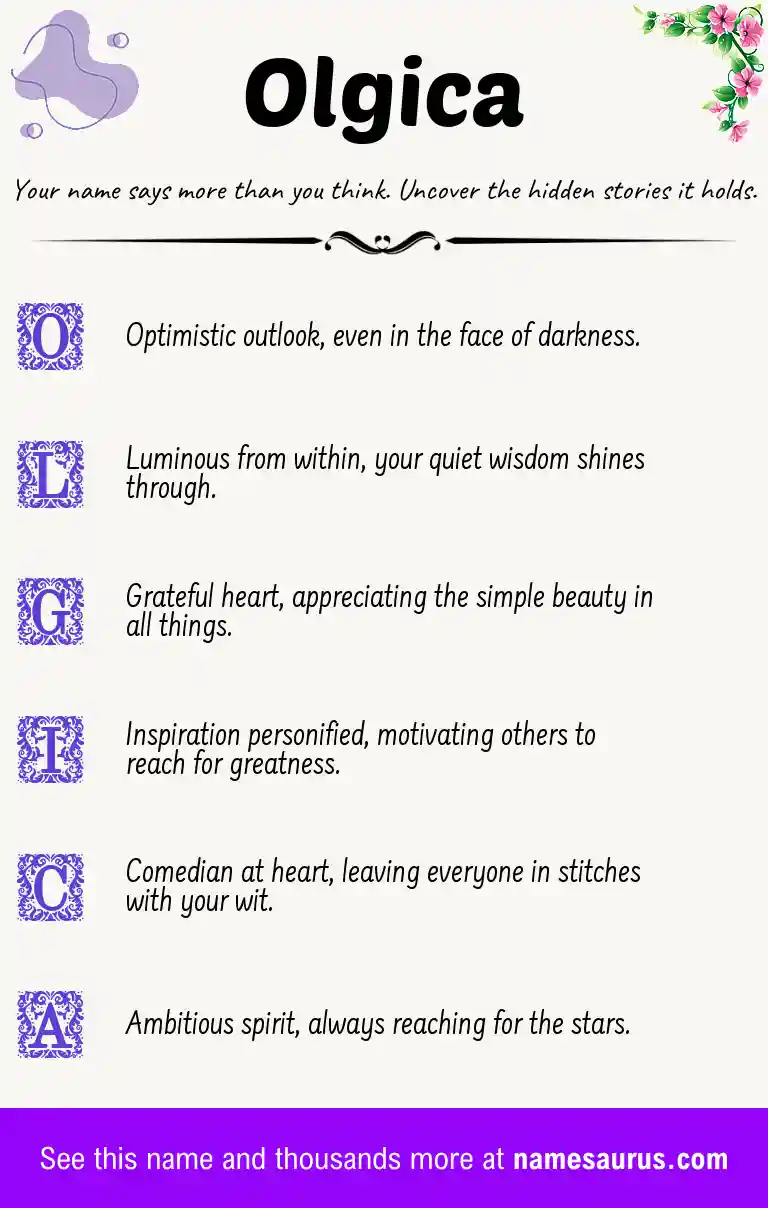 Acrostic poem about Olgica.