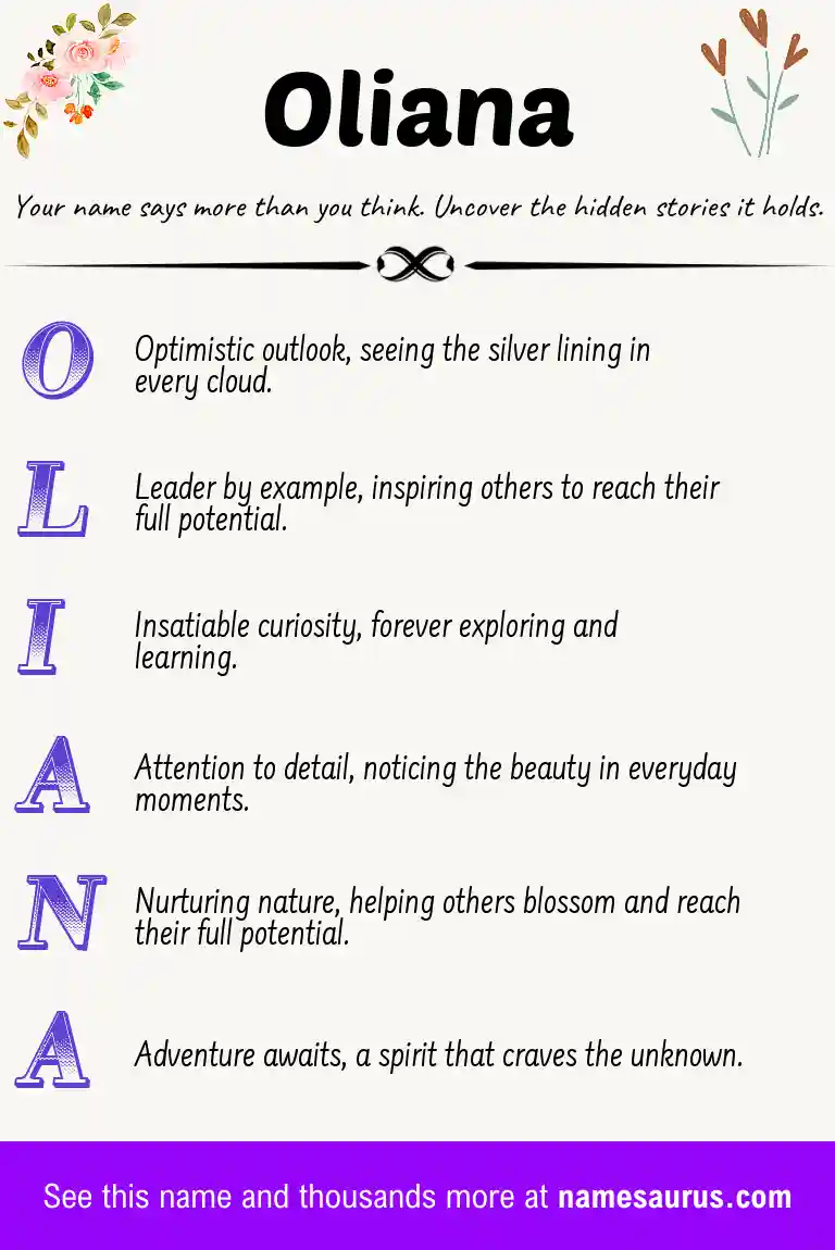 Acrostic poem about Oliana.