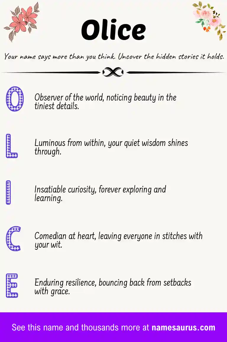 Acrostic poem about Olice.